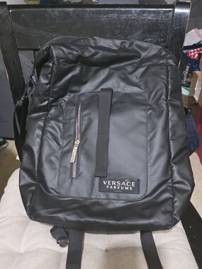 Versace Parfums Black Men's Backpack - Sleek Everyday Carry Used